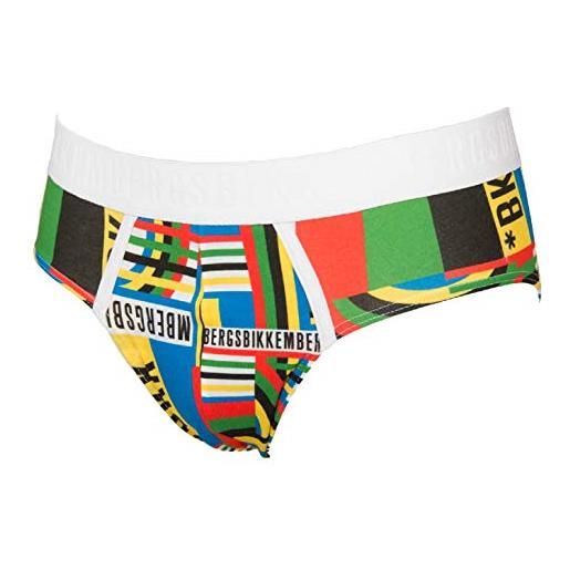 Bikkembergs slip mutanda intimo uomo underwear olympic print articolo vbkt04842, s400 multicolor logo, xl