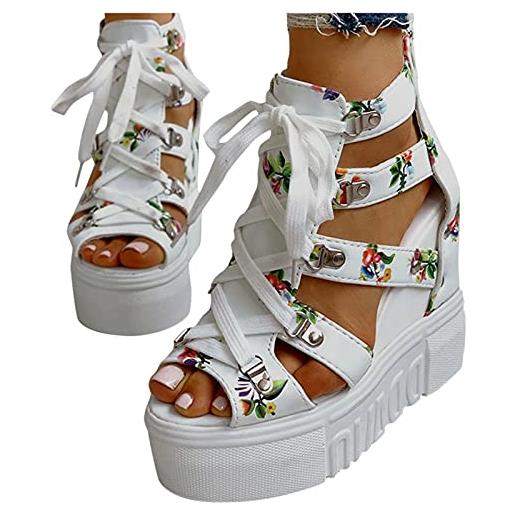 Chejarity sandali ddonna estive zeppa eleganti sandali da donna in stile con plateau e scarpe con zeppa e tacchi alti da donna zoccoli