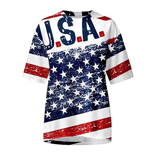 Xmiral t-shirt patriottica americana da uomo con bandiera usa, manica corta, giorno 'indipendenza, magliette, maglietta patriottica da soldato di strada giacca in pile (xxl, d-rosso)