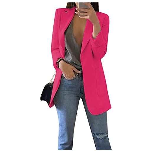 EFOFEI tuta intera da donna alla moda tinta unita giacca slim fit semplice tinta unita vestibilità slim comoda rosa rossa xs