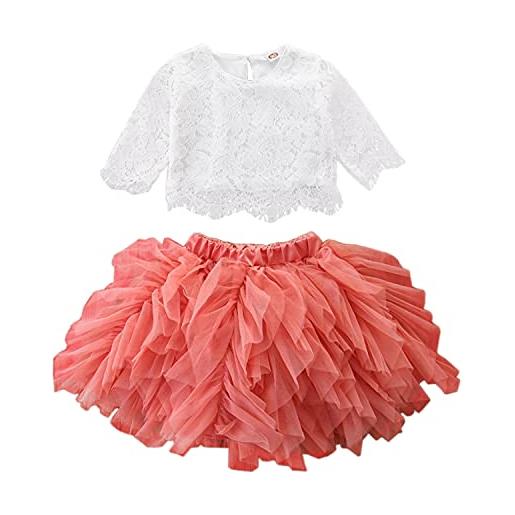 Verve Jelly vestito da bambina a maniche lunghe in pizzo, camicetta + tulle tinta unita, colore: rosa. , 2-3 anni