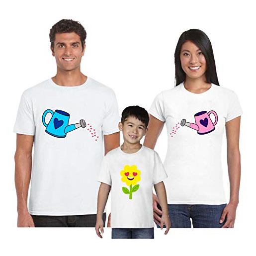 bubbleshirt t-shirt famiglia tris innaffiatoio - fiori - love- festa del papa' - festa della mamma - magliette famiglia