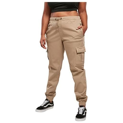 Urban classics jeans cargo donna stile militare, pantaloni vita alta, elastici alle caviglie tasche laterali, diversi colori disponibili, taglie xs - 5xl