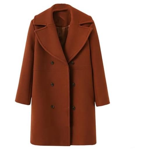 Osheoiso cappotto di lana da donna cappotti lungo invernali autunno maniche lunghe moda casual eleganti taglie forti giacca a marrone m