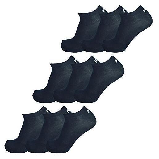 Fila 9 coppia calzini, invisible sneakers unisex, bianco e nero, 35-46 (3 x pacco da 3) - marino, 39-42 (6-8 uk)