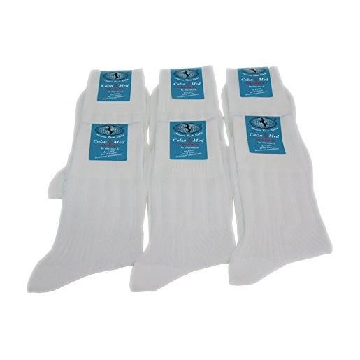 Calza+Med by Citycalze 6 paia calzini corti sanitario tecnico in 100% cotone filo di scozia col. Bianco (bianco, 42-44 m)