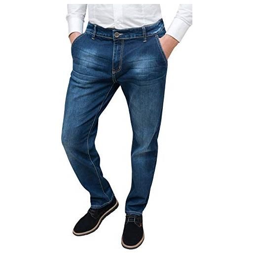 Evoga jeans pantaloni uomo blu denim casual tasca america in cotone (56, blu scuro)