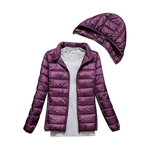 Kobilee piumino donna leggero 100 grammi corto giubbotto imbottito con cappuccio rimovibile trapuntato elegante caldo giubbino mezza stagione giacca invernale