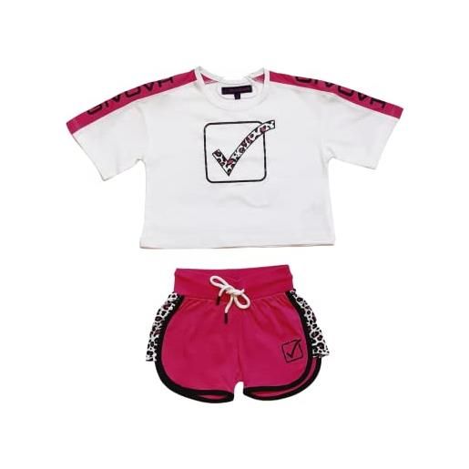 GIVOVA completo estivo corto t-shirt + pantaloncini bambina in cotone jersey k0132 bianco 4 anni