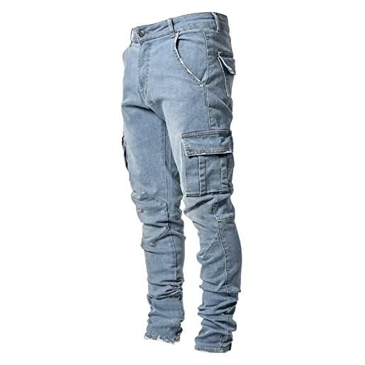 NOAGENJT jeans uomo slim fit pantaloni corti casual da uomo alla di colore jean con tasche con cerniera pantaloni jean solid fashion jean 513