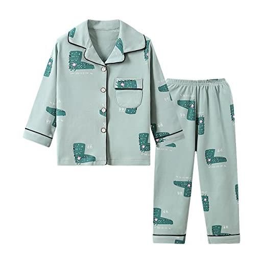 Verve Jelly set pigiama per capretto neonato ragazza dinosauro stampa button down pigiama indumenti da notte indumenti da notte abbigliamento da notte set per bambini verde 120 5-6 anni