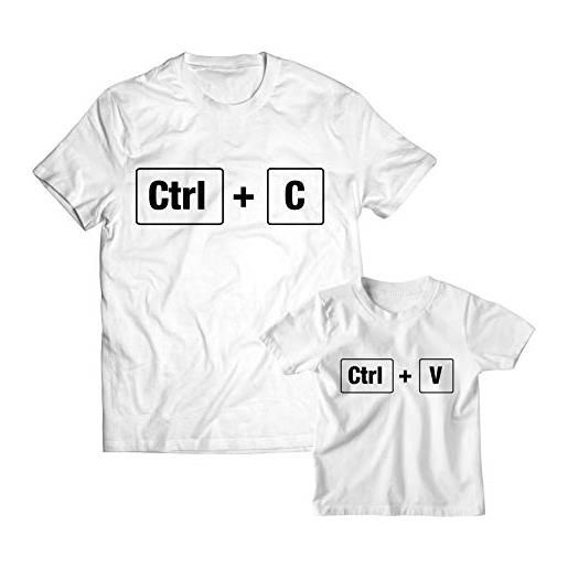 Colorfamily coppia t-shirt magliette padre figlio ctrl + c ctrl + v - idea regalo papà