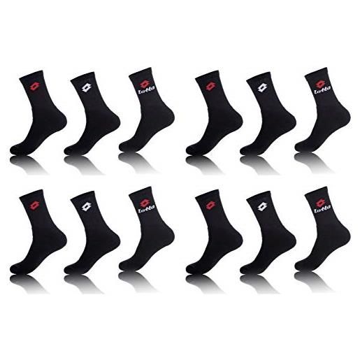 Lotto calze sportive per uomo, nero, 43/46 (pacco da 12)