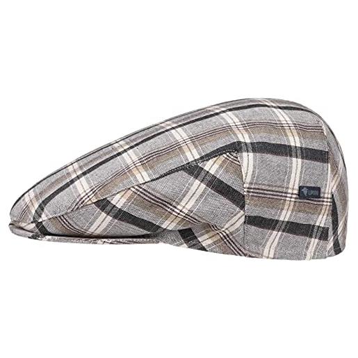 LIPODO coppola in cotone inglese donna/uomo - made italy cappello piatto berretto cotton cap con visiera, fodera primavera/estate - 55 cm grigio