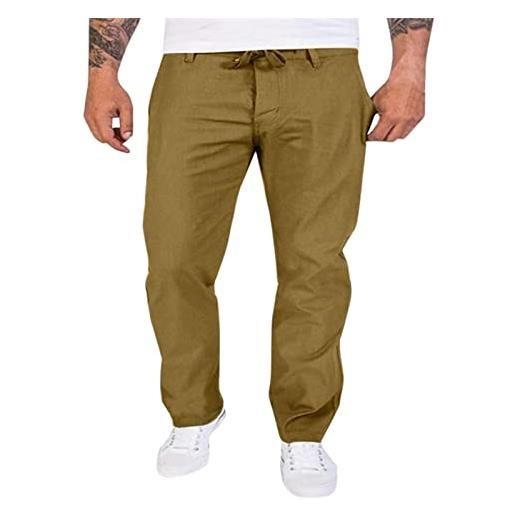 Daikascbny pantaloni da uomo estivi pantaloni a gamba elastico pants leggeri e traspiranti pantaloni con tasche e coulisse pantaloni larghi in cotone e lino dritta spiaggia casual