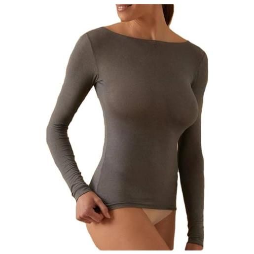 JADEA maglia donna in modal e cashmere scollo a barca, comoda e avvolgente, latte, s