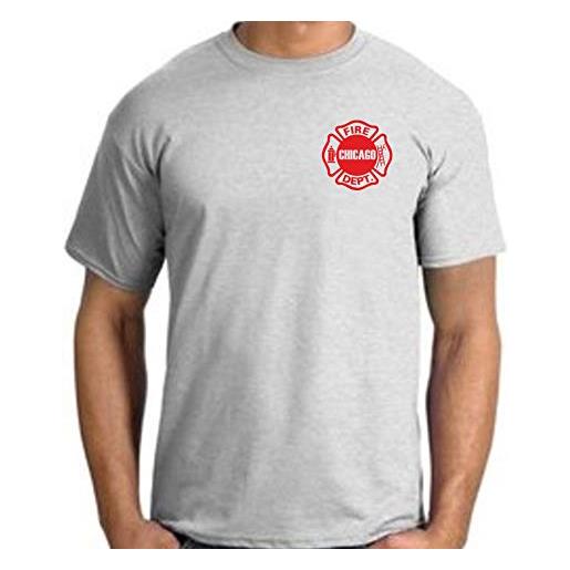 fuoco1 t-shirt (ash/grigio) chicago fire dept, emblema rosso standard sul petto