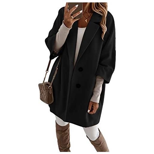 Minetom donna maniche lunghe cappotto elegante ufficio business blazer gilet pulsante invernale autunno lungo giacca b nero 50