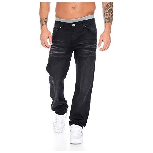 Lorenzo Loren jeans da uomo straight-cut ll-300 w29-w44 nero 42w x 34l