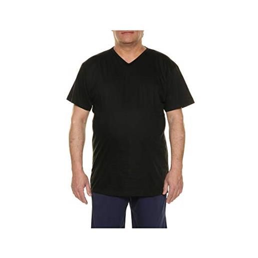 Maxfort t-shirt intimo calibrata scollo a v uomo taglie forti (nero, 4xl)