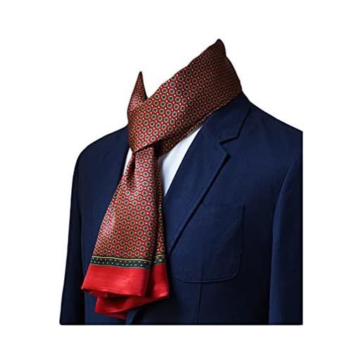 UK_Stone - foulard da uomo, 100% seta, sciarpa vintage, staffe con motivo marrone, taglia unica