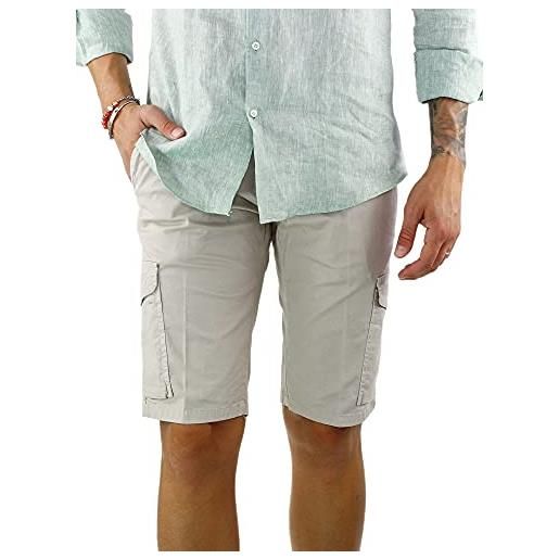 Ciabalù bermuda uomo cargo made in italy pantalone corto jeans tasconi laterali casual (46)