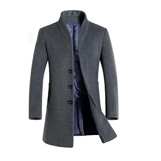 FTCayanz uomo cappotto sottile caloroso monopetto cappotti invernale cappotto elegante giacca a vento grigio trapuntato m