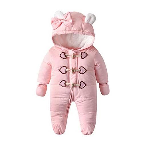 Verve Jelly pagliaccetto invernale termico per neonato cappotto carino orso con cerniera con cappuccio giacca da neve con guanti cachi 59 0-3 mesi