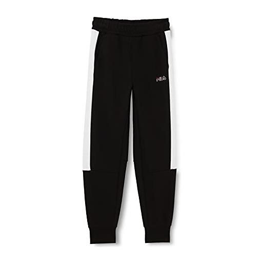 Fila pannello larel pantaloni da jogging, nero-bianco brillante, 15 anni bambino