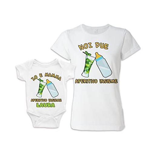 Bulabadoo coppia mamma figlio - tshirt - body neonato[ nome personalizzato ] - mojito - noi 2 - aperitivo insieme - neo mamma - baby - maschietto - femminuccia - idea regalo