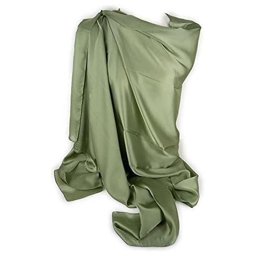 Emila stola donna cerimonia coprispalle elegante estivo foulard scialle grande da matrimonio per abito da sera ragazza signora anziana sciarpa misto seta lucido primavera estate 2026 verde salvia