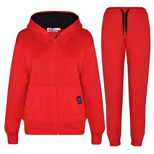 A2Z 4 Kids contrasto pianura tuta rosso e nero vello hoodie con joggers jogging - t. S contrast trim red black_7-8