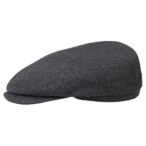Stetson coppola in seta belfast silk donna/uomo - made the eu cappello piatto con visiera, fodera estate/inverno - 61 cm nero-bianco