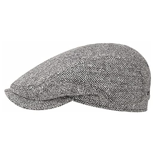Stetson coppola in seta belfast silk donna/uomo - made the eu cappello piatto con visiera, fodera estate/inverno - 56 cm grigio-nero