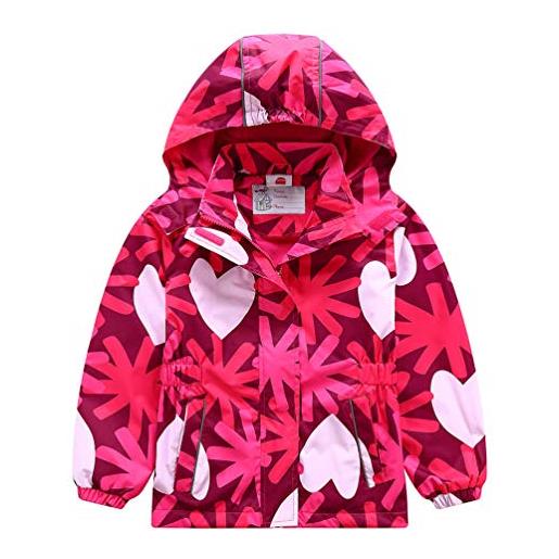 LAUSONS lau's giacca vento bambina giacca ragazza antivento antipioggia con pile interno rosso 8-9 anni