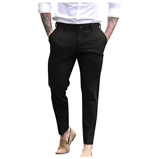 Xmiral pantaloni da abito slim fit uomo pantalone in classico vintage elegante tasca con cerniera casual (xxl, nero)