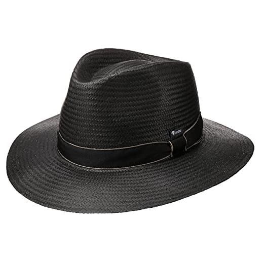 LIPODO cappello di paglia black traveller donna/uomo - made in italy da sole estivo cappelli spiaggia con nastro grosgrain primavera/estate - xl (60-61 cm) nero