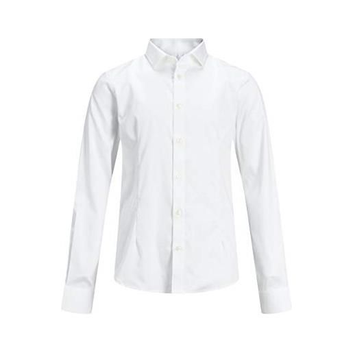 Jack & jones s jprparma shirt l/s jr sts camicia, bianco (white white), 140 cm bambini e ragazzi