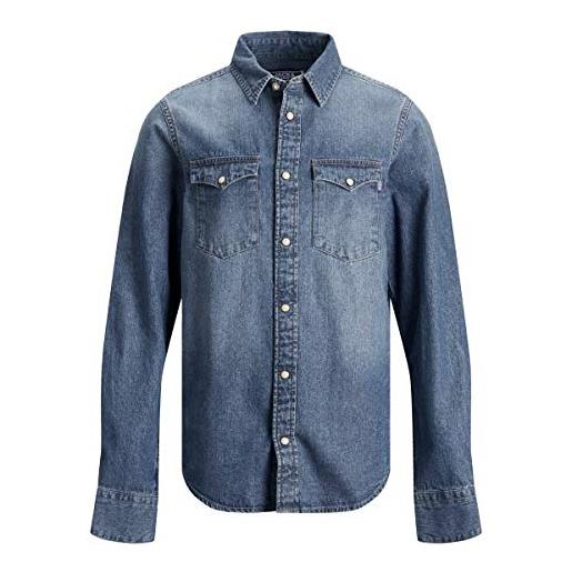 JACK & JONES jjewestern sheridan shirt l/s noos jr camicia in jeans, media blu denim, 128 cm bambino