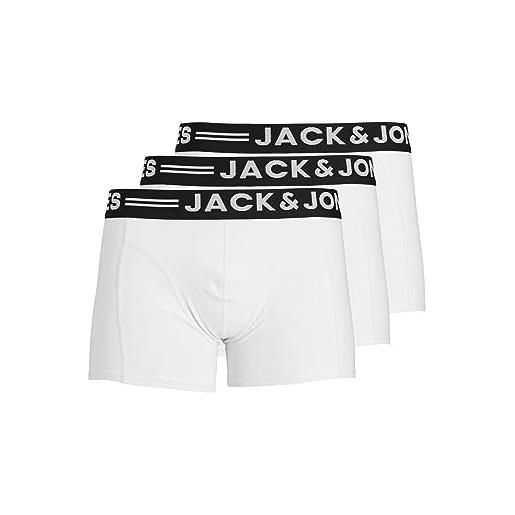 Jack & jones s sense trunks 3-pack, boxer uomo, black/black waistband, xxl (pacco da 3)
