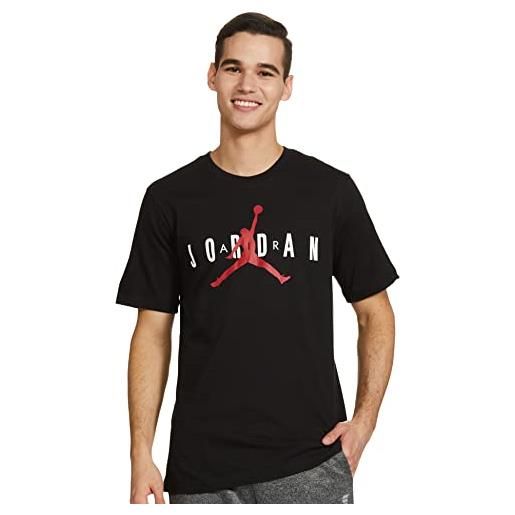 Nike ctn jordan air t-shirt, black/white/gym red, l uomo
