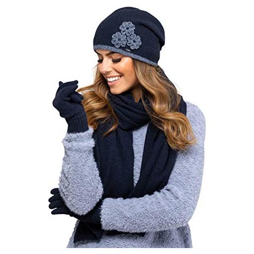 Cappello Beanie da donna donna a maglia + foderata in pile sciarpa  scaldacollo set berretto da sci invernale unisex