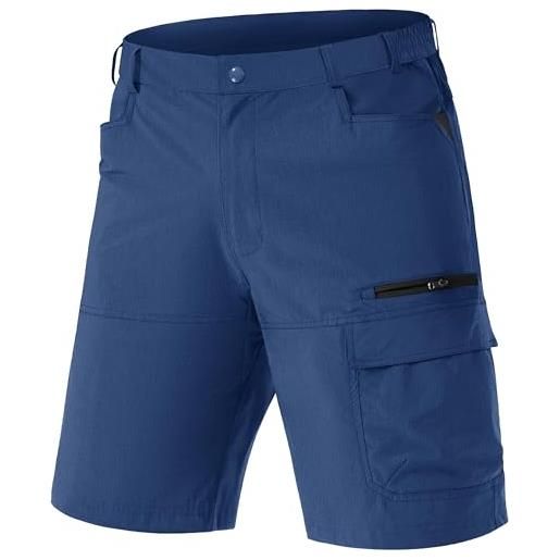 TACVASEN uomo pantaloncini cargo da arrampicata ad asciugatura rapida con multi tasche, navy, 36