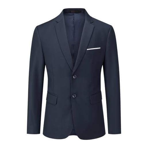 Allthemen blazer da uomo in tinta unita con 2 bottoni giacca da abito da lavoro formale blazer bussiness da cena per matrimonio blu navy xl