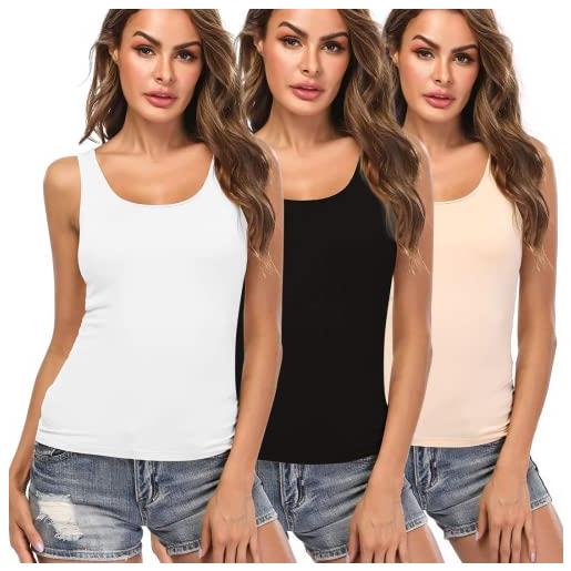 STARBILD canotte da donna con reggiseno a mensola incorporato cinghia ampia canottiera senza maniche canotta imbottita di base per un abbigliamento casual quotidiano