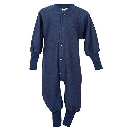 Cosilana, pigiama intero senza piede, 100% lana, blu marino, 86