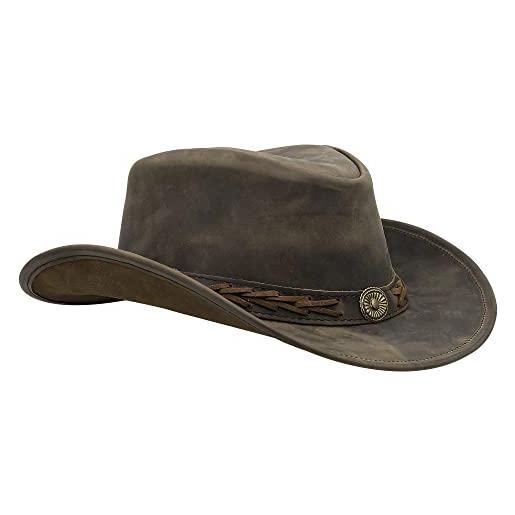 Sidewinder cappello da cowboy durevole jungle grain leather unisex adulto per uomo modellabile outback stile occidentale tesa larga
