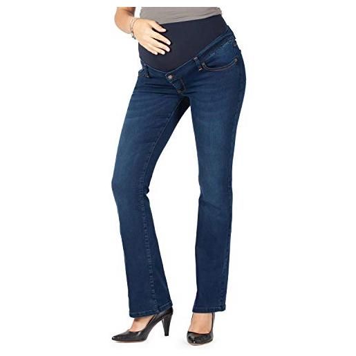 MAMAJEANS torino deluxe - jeans premaman svasati, modello zampa di elefante, fascia elasticizzata (42, deluxe scuro)