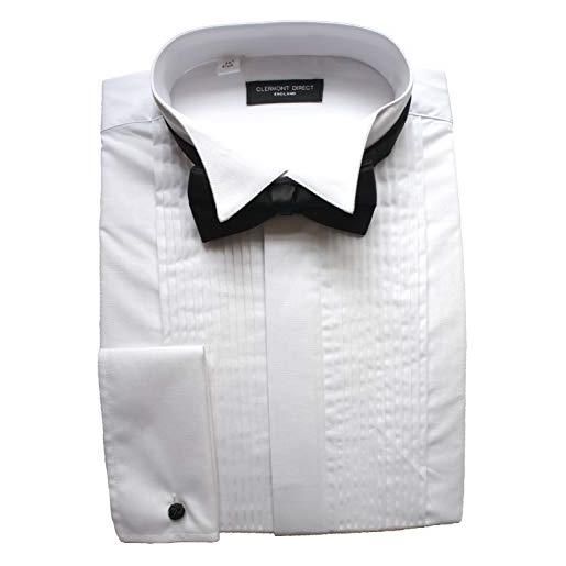 Clermont Direct camicia con colletto, 100% cotone a pieghe white 42 cm
