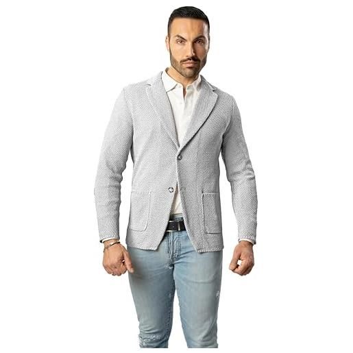CLASSE77 blazer in cotone, giacca jacket da uomo slim fit - punto cucitura chicco di riso - artigianale, made in italy - casual, classica sportiva (it, testo, 3xl, regular, regular, blu di prussia)